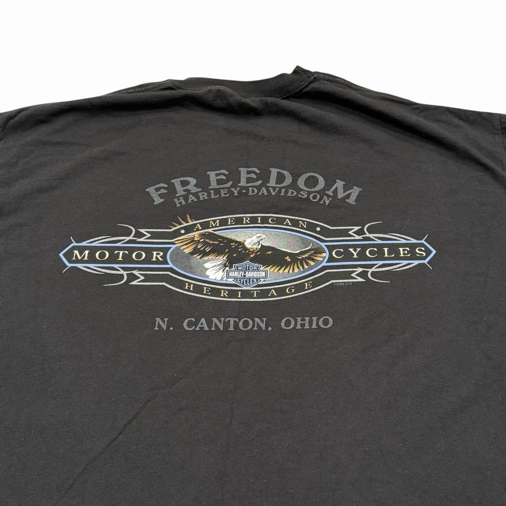 VTG Harley Davidson T-Shirt Cycle Stop XL 2-Sided Flames Eagle‎ America 2006